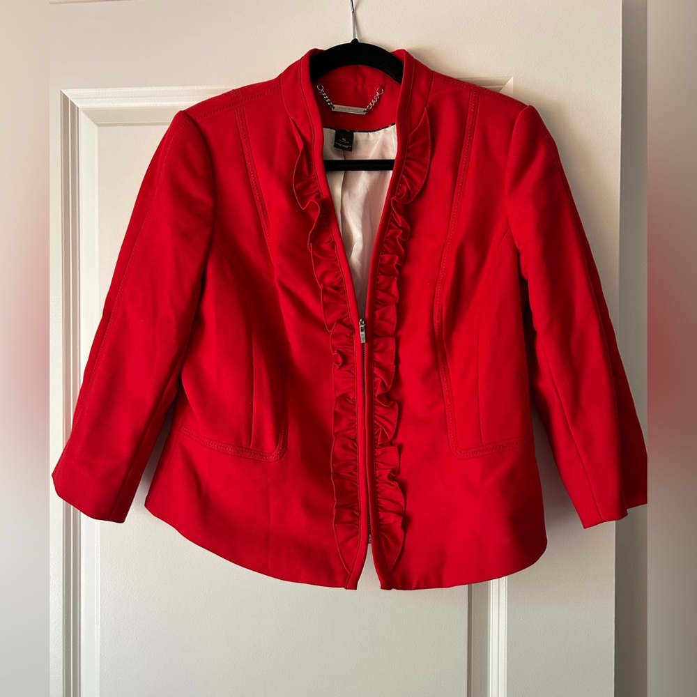 White House Black Market Red Blazer Classic Tailored Design